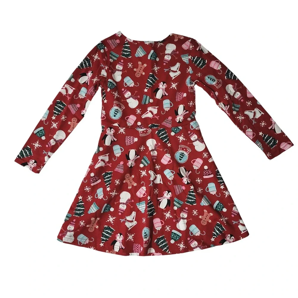 New Childrens Place Snowman Penguin‎ Dress Girls 5 6 Holiday Skater Nwt - Picture 5 of 5